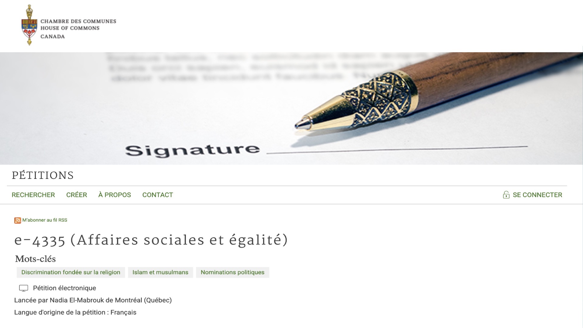 [ TERMINÉE ] Pétition pour l&rsquo;abolition du poste de représentante chargée de la lutte contre l’islamophobie [ e-4335 ]