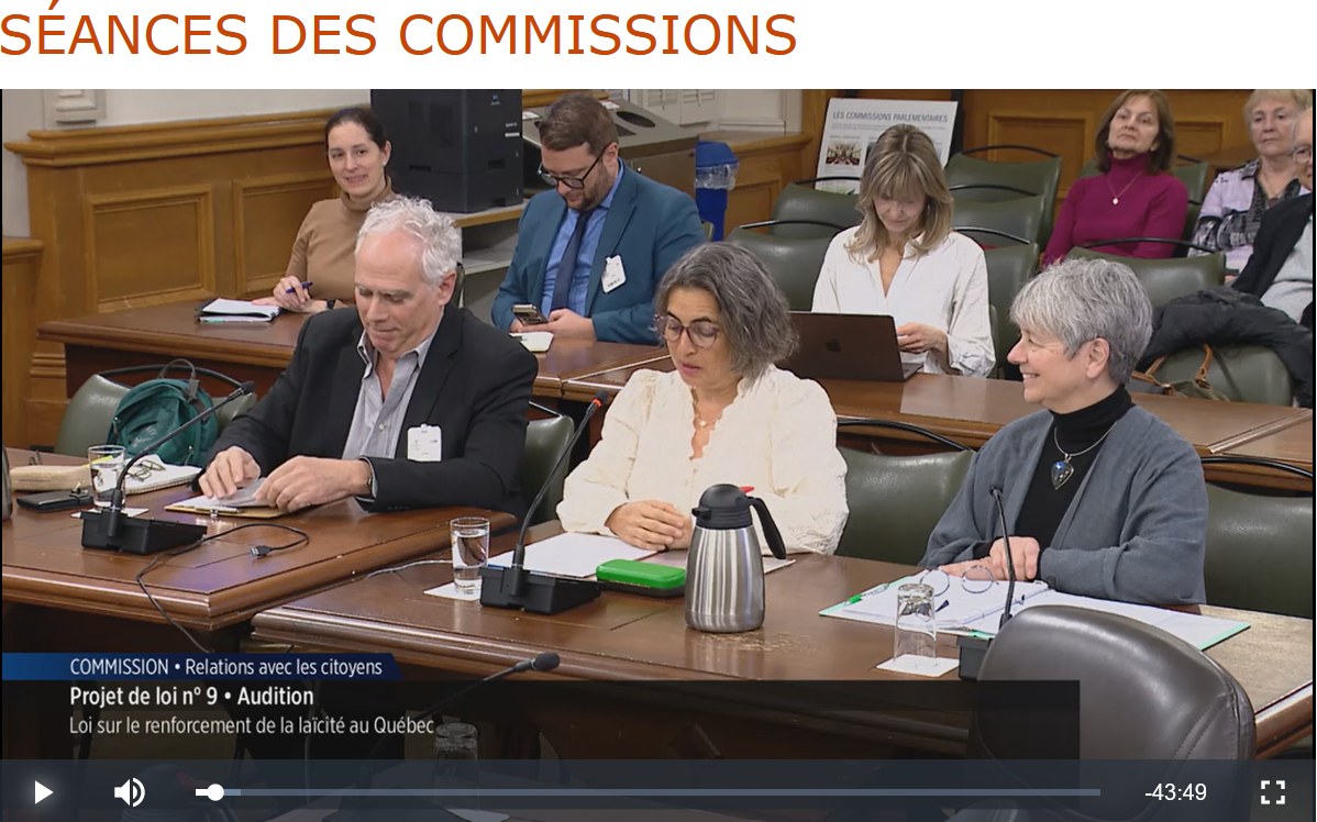 Audition sur le projet de loi n° 9, Loi sur le renforcement de la laïcité au Québec